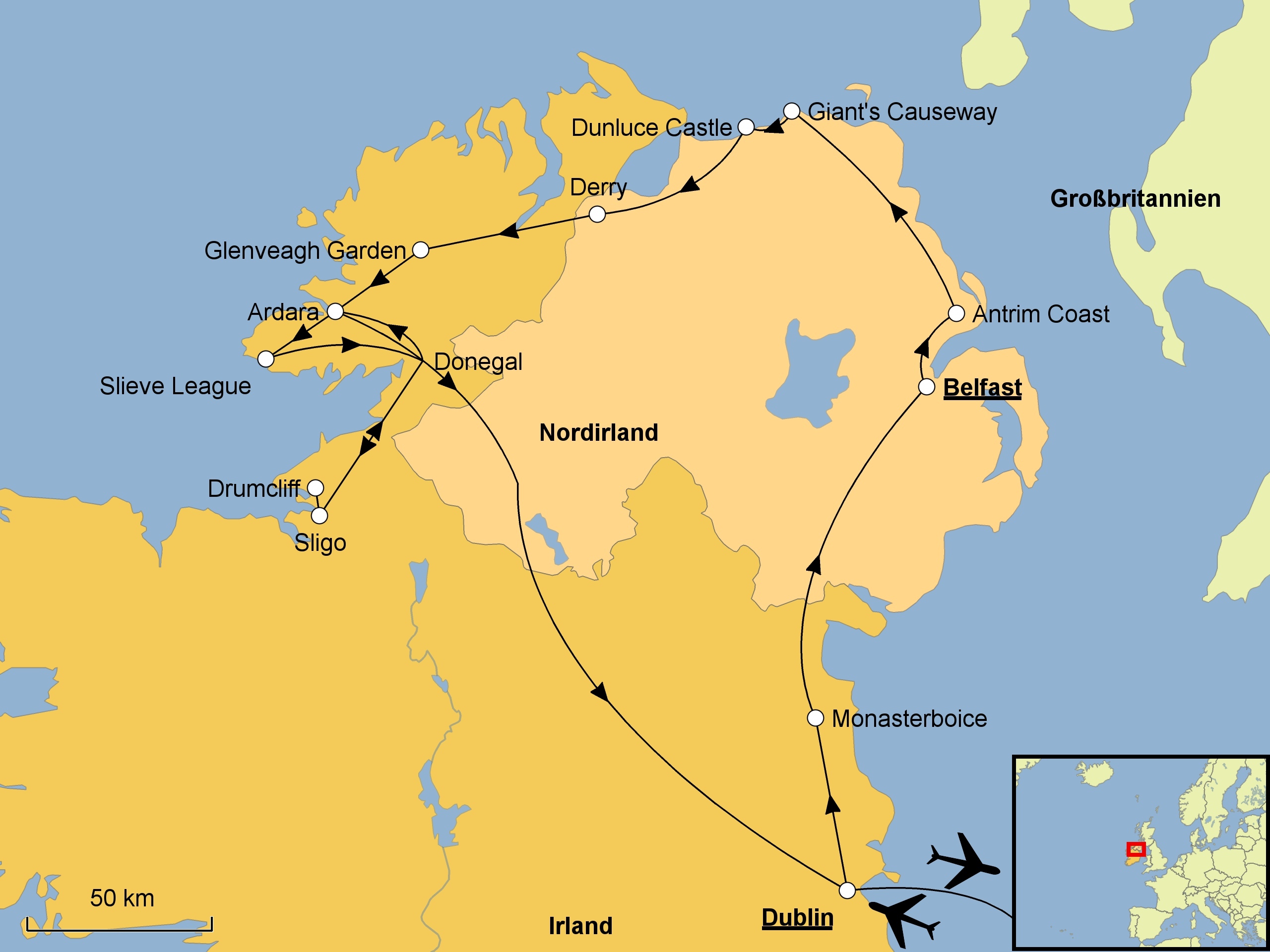 Irlands Norden Karte