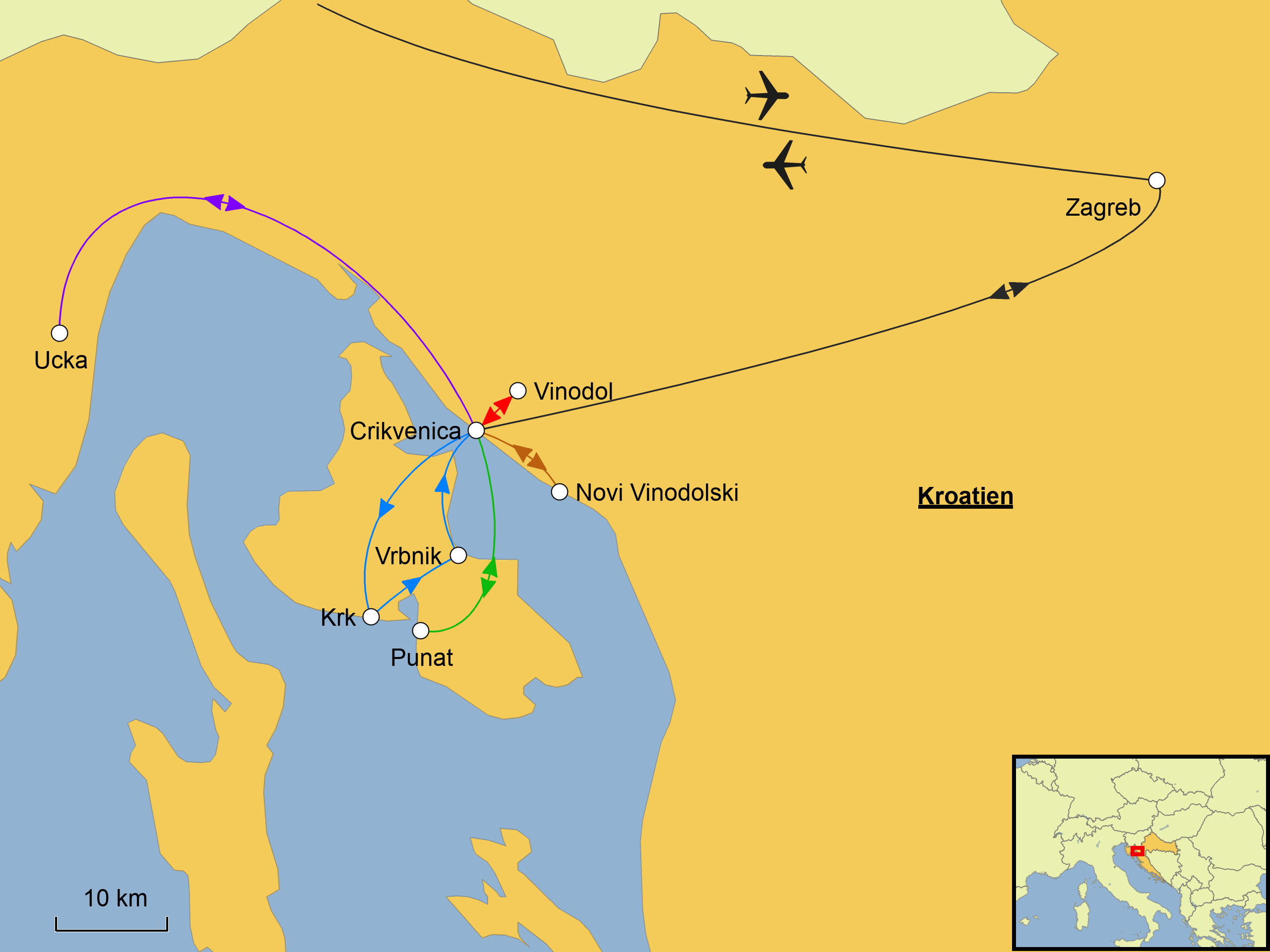 Kroatien Wandern Karte