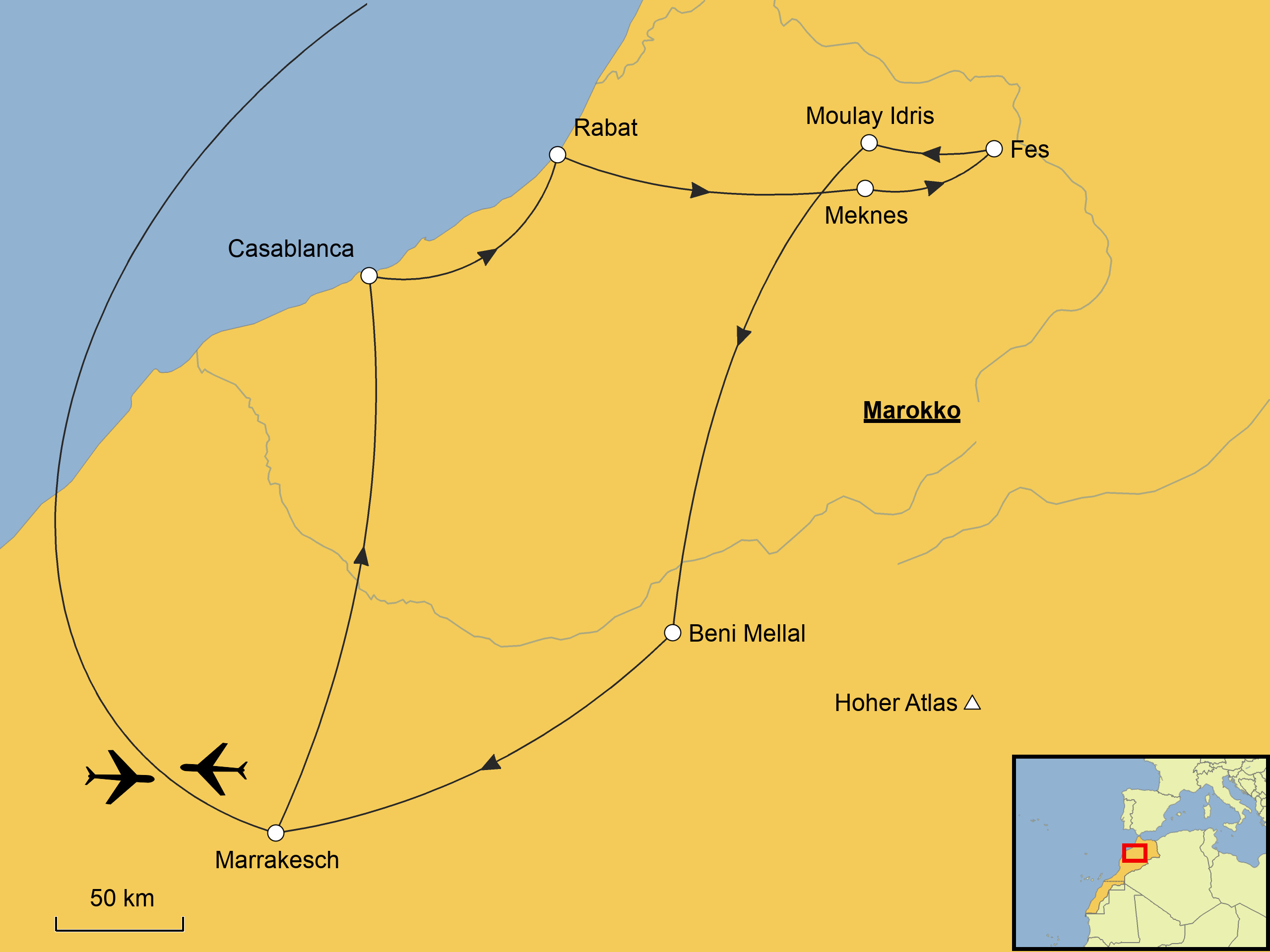 Marokko Karte Casablanca Marakesch