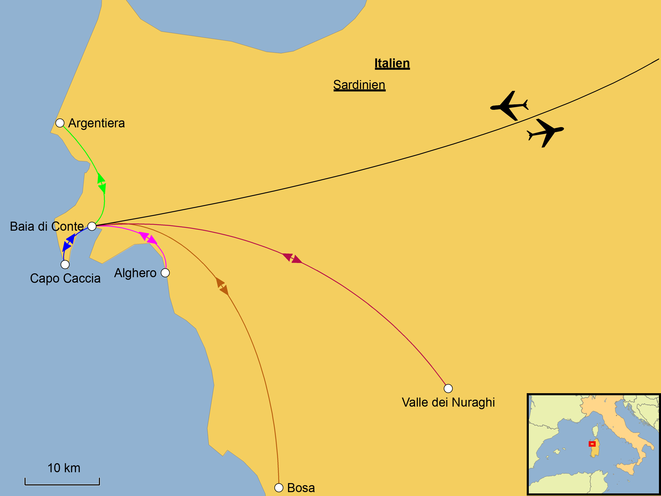 Sardiniens Westen Karte