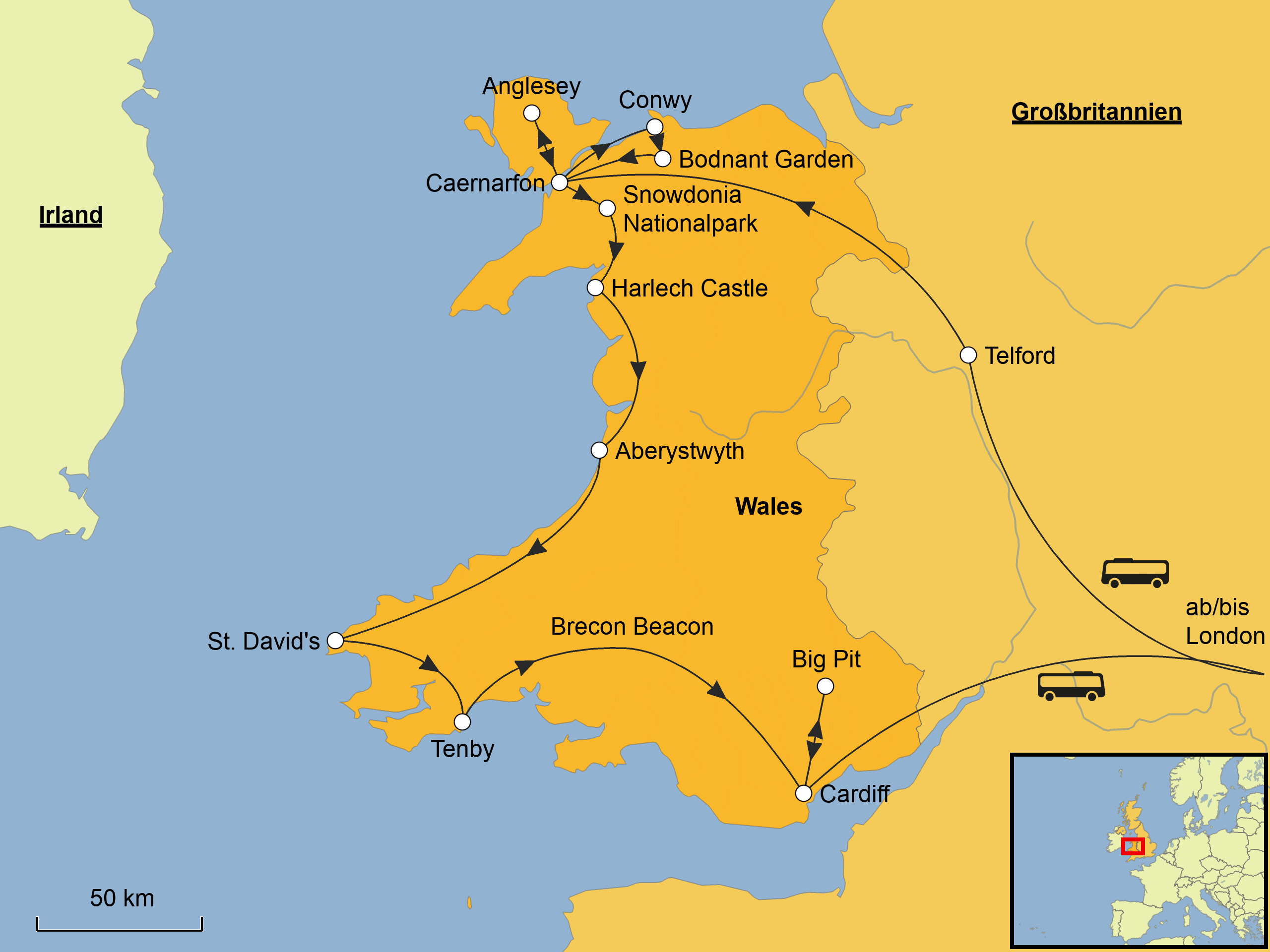 Wales Karte