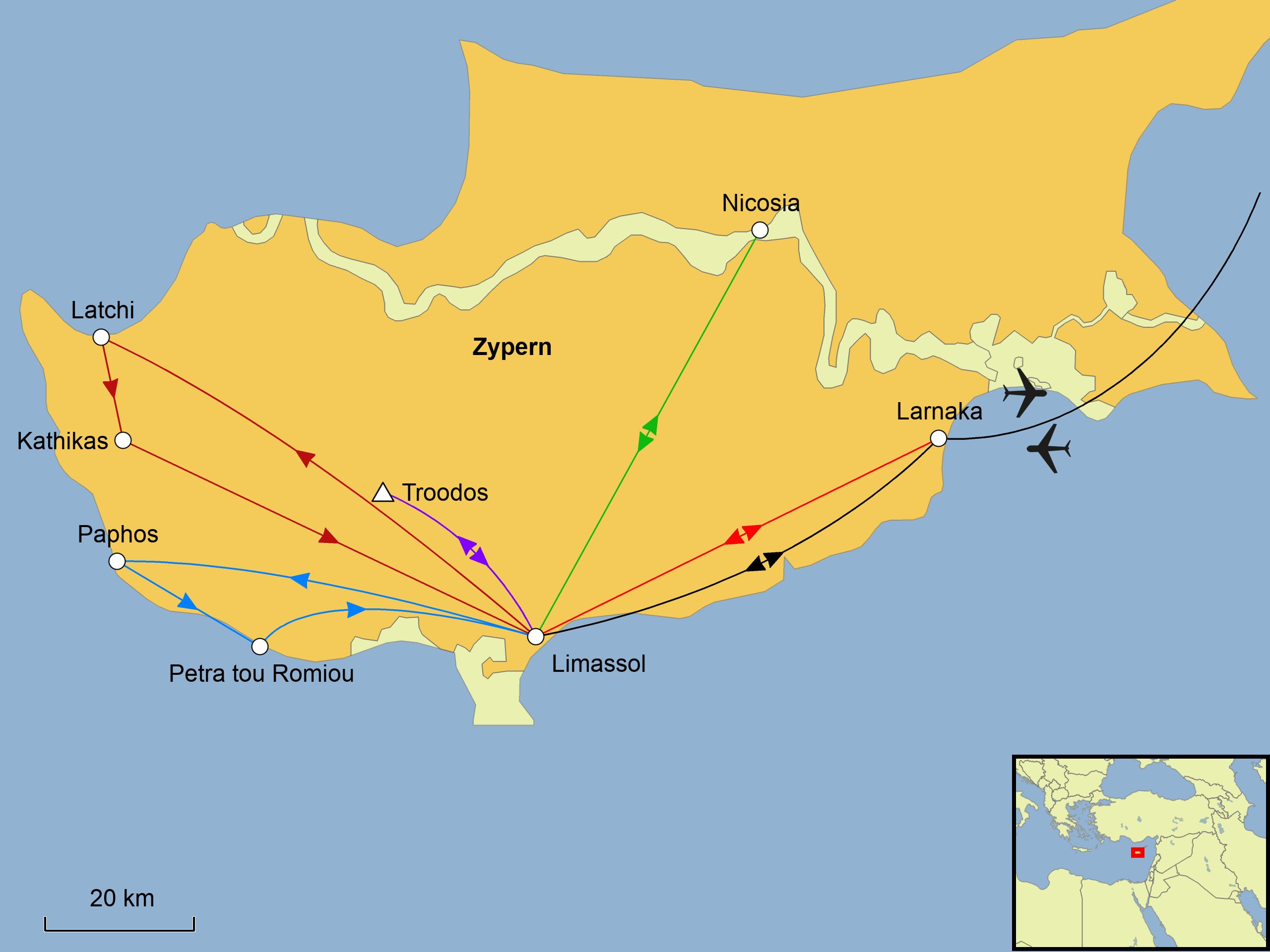 Zypern Rundreise Karte