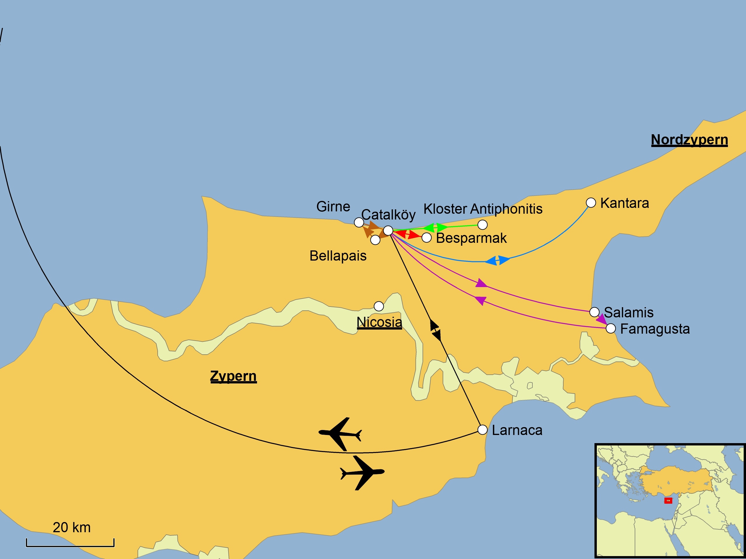Zyperns Norden Wandern Karte