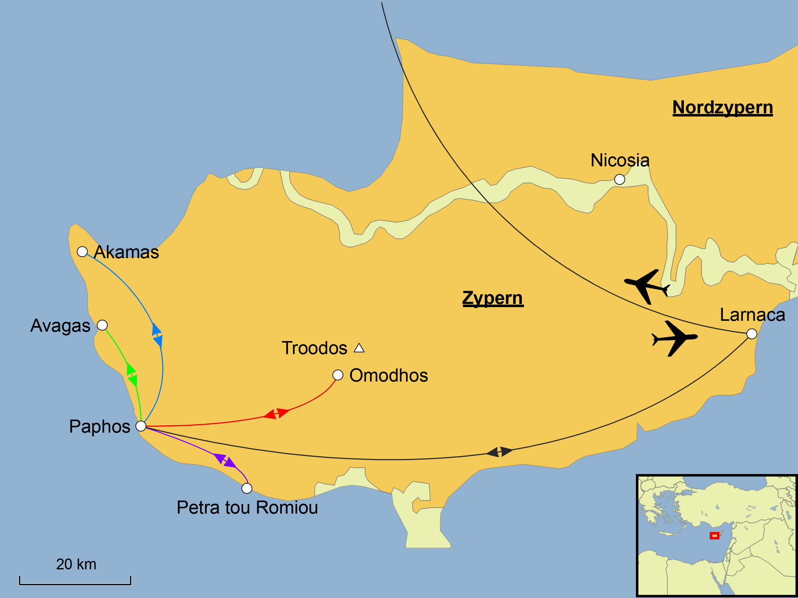 Zyperns Süden Wandern Karte