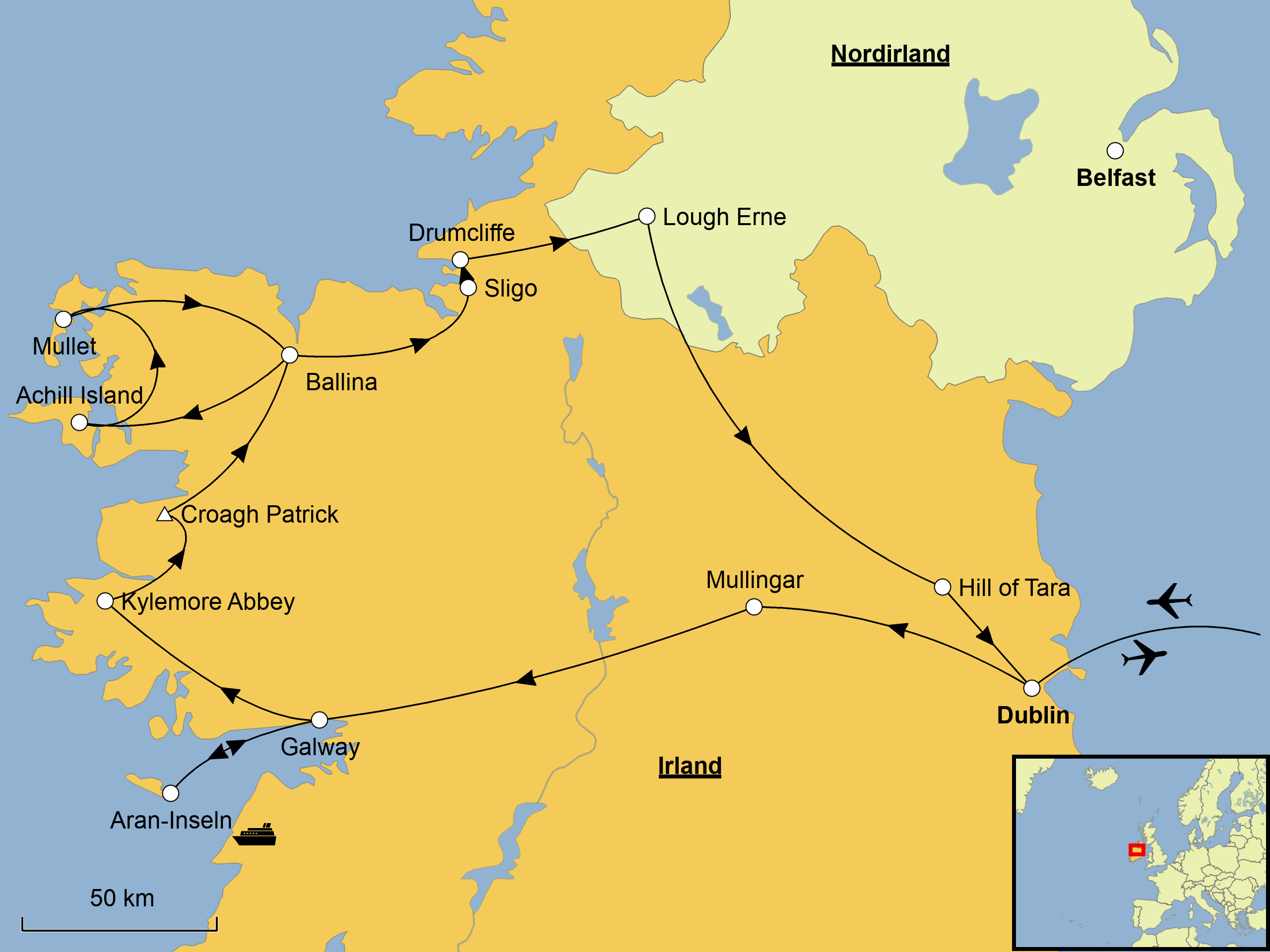 Irlands Nordwesten Karte