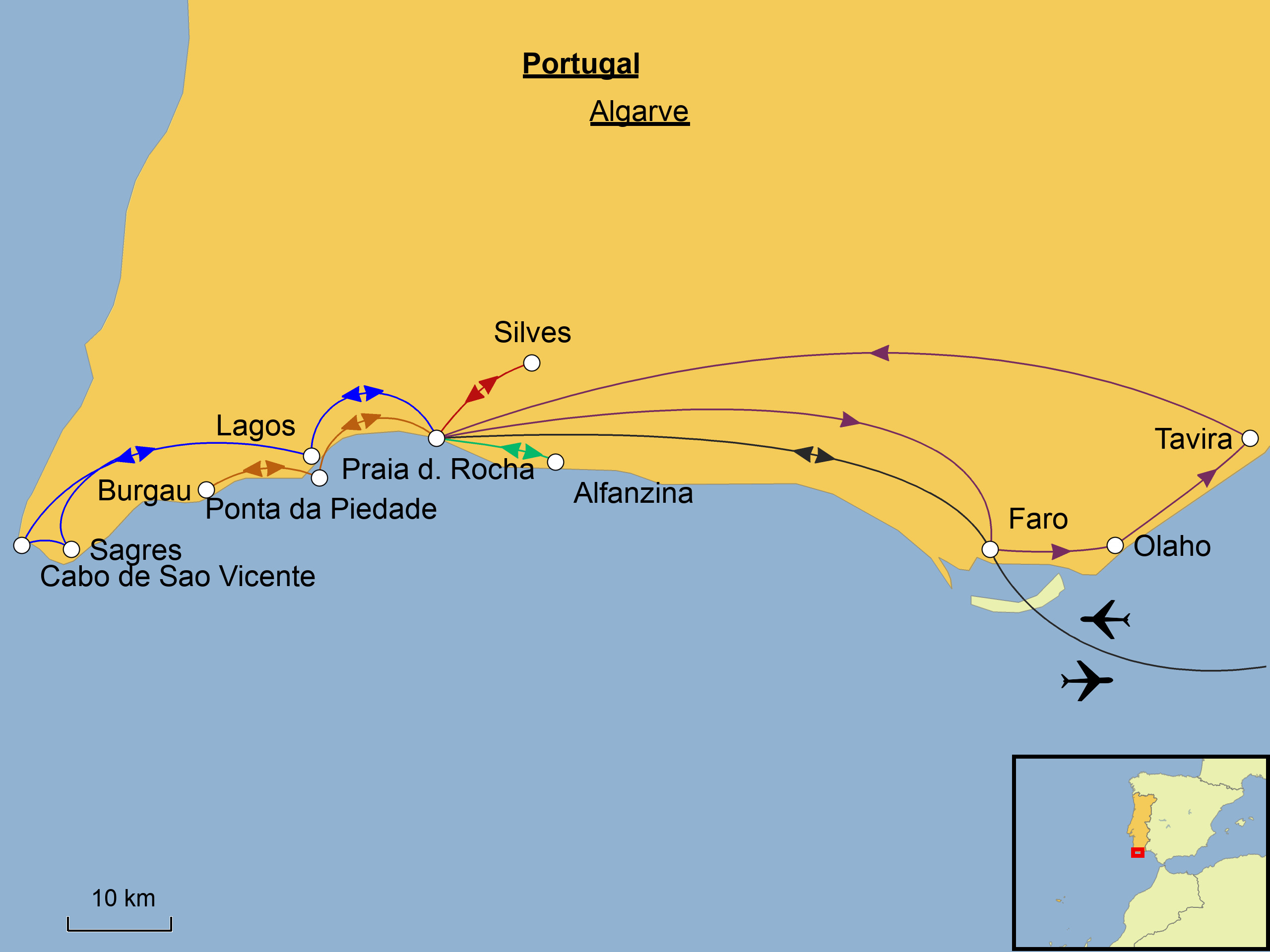 Algarve Höhepunkte Standorthotel Karte