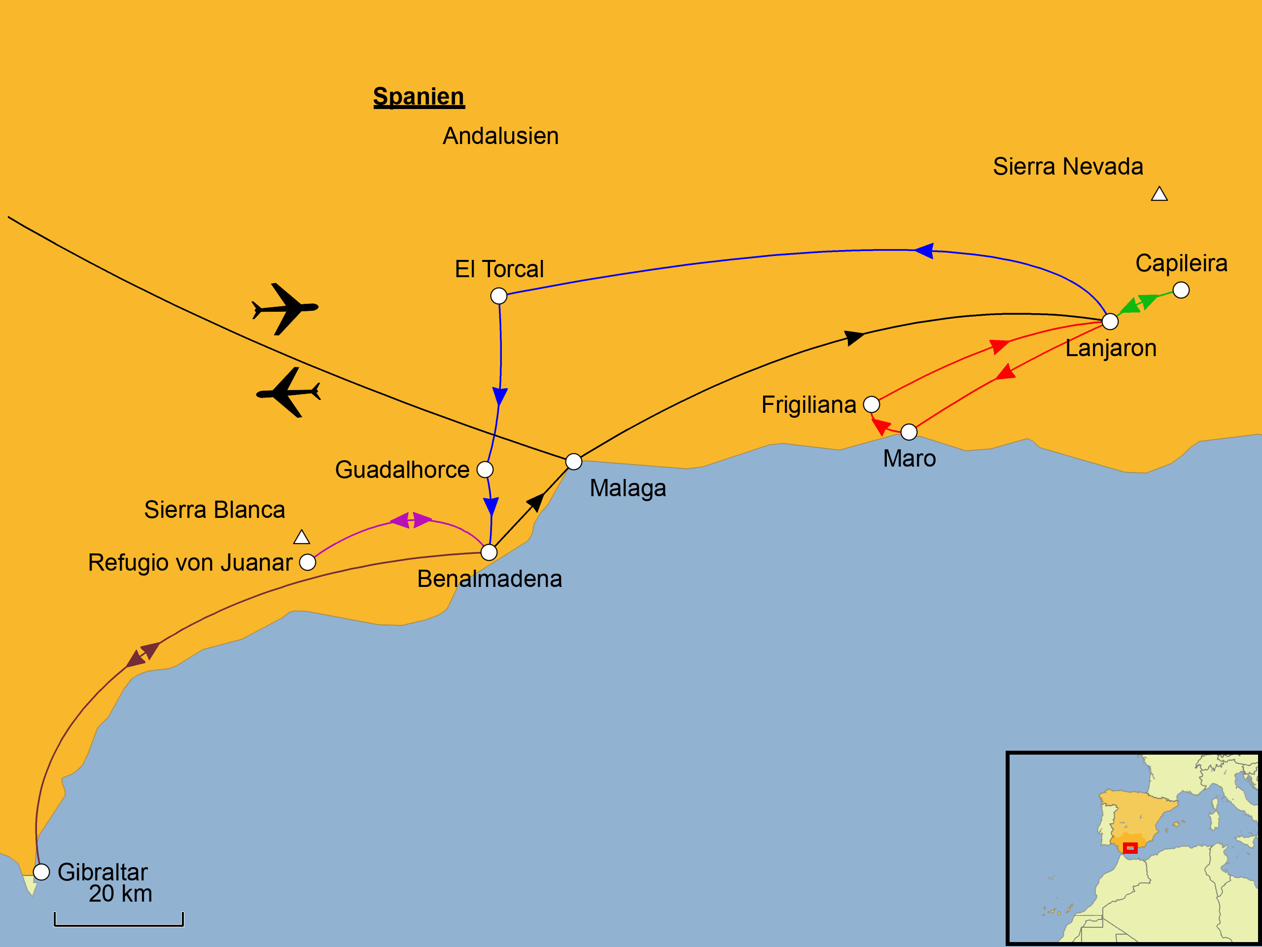 Andalusien Wandern Karte