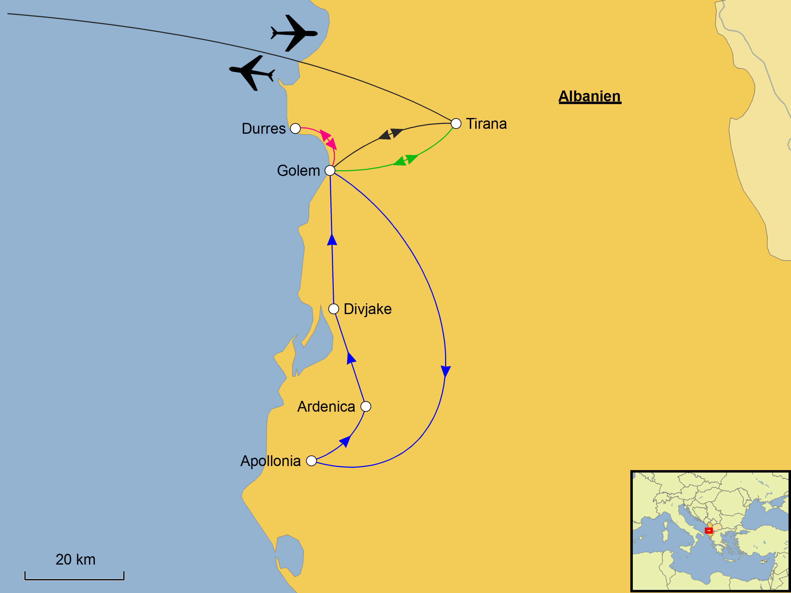 Albanien Erholen-Reise Karte