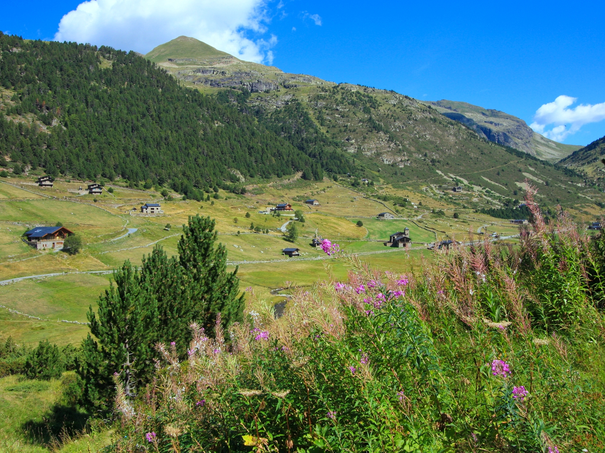 Andorra Wander-Reise Blick überr Wiesen SRD