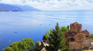 Albanien Rundreise Blick St Johann von Kaneo und Ohrid See -SRD